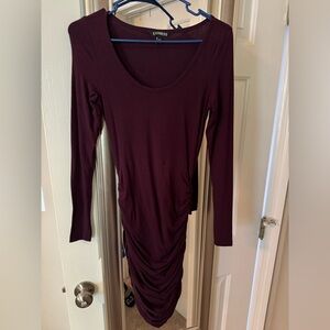 XS EXPRESS Plum long sleeve body con dress